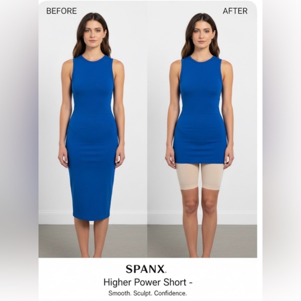 SPANX Higher Power Short - High-Waisted Shapewear - Thigh Slimmer Nude - Small